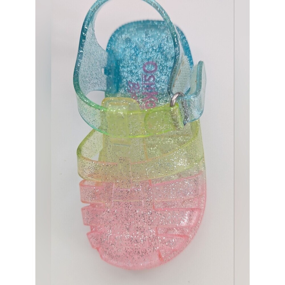 OshKosh B'gosh Baby (Size 4) Glitter Jelly Sandals in Pastel Rainbow Colors - Picture 12 of 16